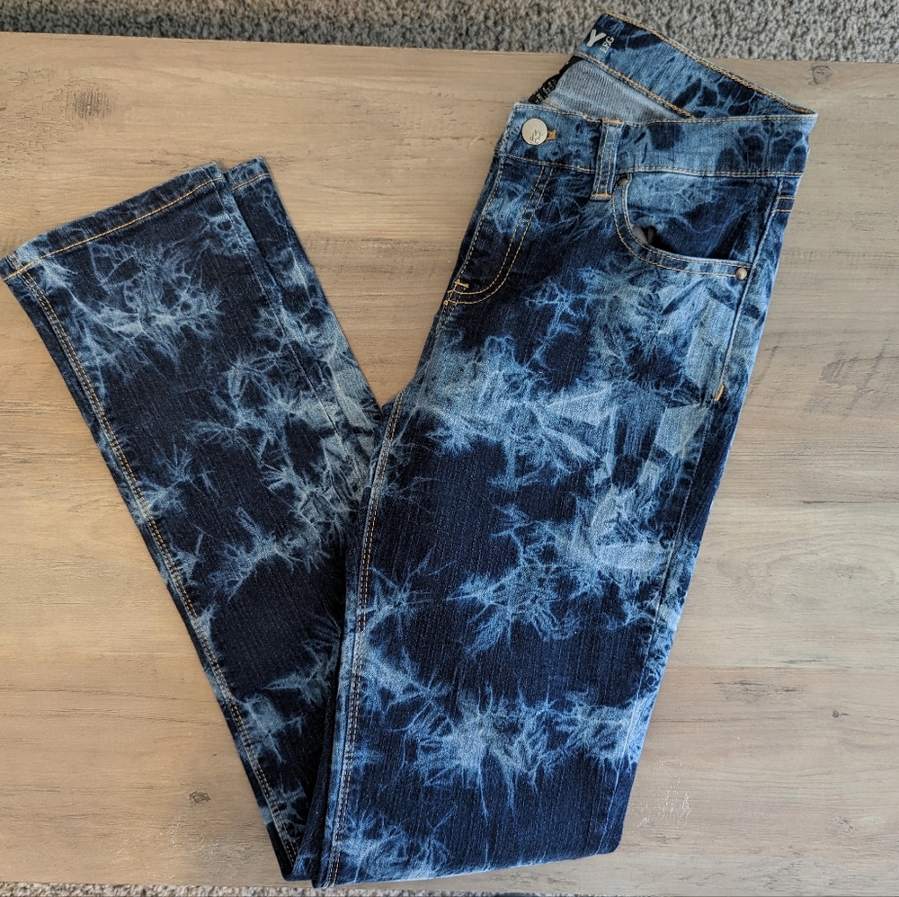 New York and Company Blue Tie Dye Low Rise Skinny Leg Jeans - Size 4